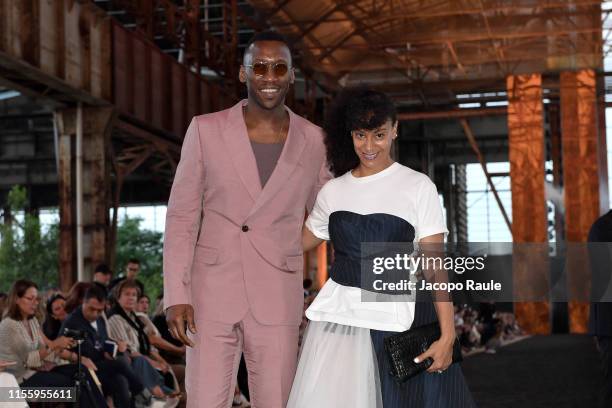 Mahershala Ali and Amatus Sami-Karim attend the Ermenegildo Zegna fashion show during the Milan Men's Fashion Week Spring/Summer 2020 on June 14,...