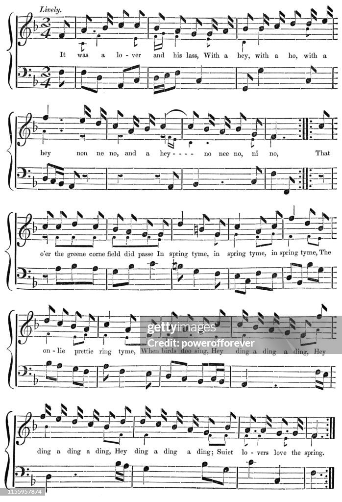 Het was een minnaar en zijn lass van het luit boek van William ballet-16de eeuw