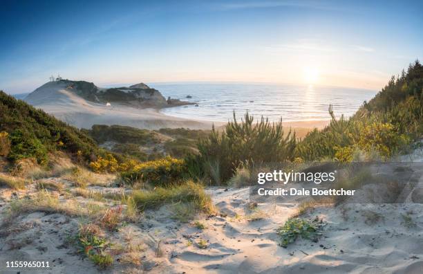 pano cape kiwanda sunset - oregon coast stock pictures, royalty-free photos & images