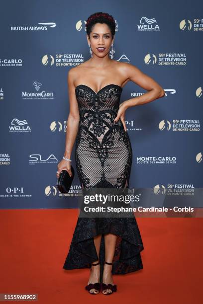 Actress Dominique Tipper attends the opening ceremony of the 59th Monte Carlo TV Festival on June 14, 2019 in Monte-Carlo, Monaco.