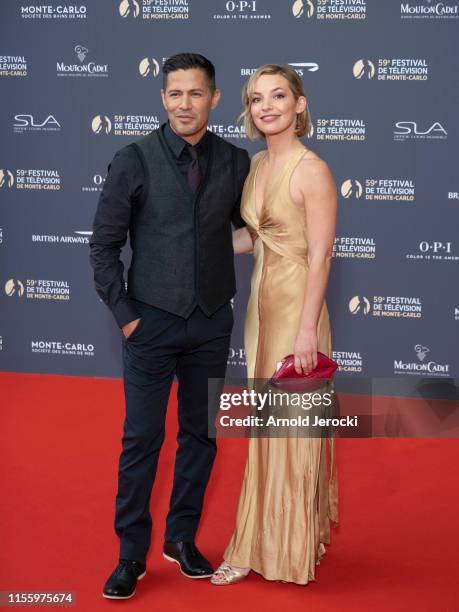 Jay Hernandez and Daniella Deutscher attend the opening ceremony of the 59th Monte Carlo TV Festival on June 14, 2019 in Monte-Carlo, Monaco.