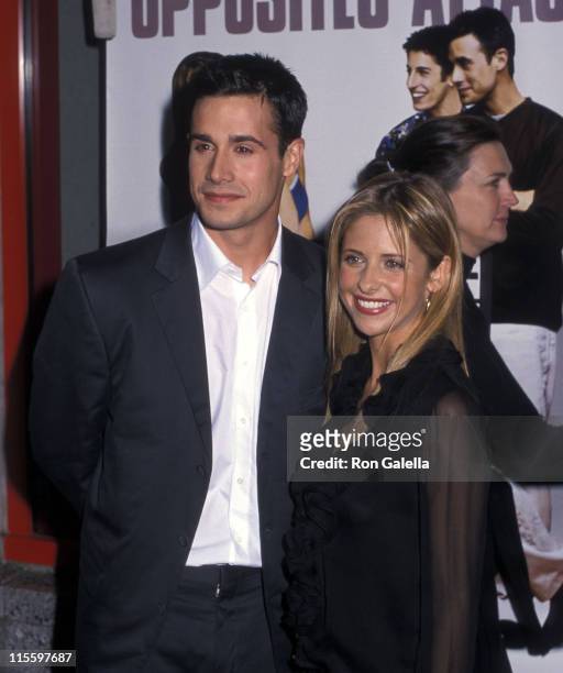 Actor Freddie Prinze, Jr. And actress Sarah Michelle Gellar attend the "Boys and Girls" New York City Premiere on June 13, 2000 at Kips Bay Theatre...