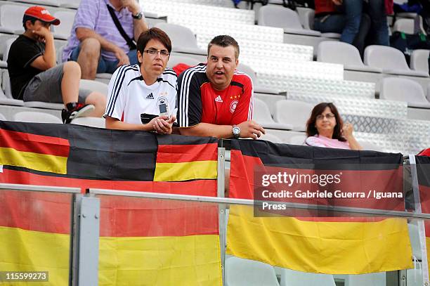 Supporters of Germany women's under 19 national team waiting for the semifinal match on June 8, 2011 in Imola, Italy.