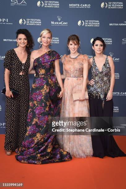 Pauline Bression, Rebecca Hampton, Lea Francois and Fabienne Carat attend the opening ceremony of the 59th Monte Carlo TV Festival on June 14, 2019...