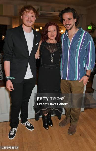 Sam Williams, Finty Williams and Joseph Timms attend the press night after party for "The Night Of The Iguana" at Browns on July 16, 2019 in London,...