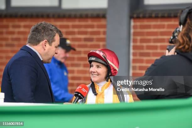 Nikita Beriman after winning the Highview Accounting Services F&M BM70 Handicap at Cranbourne Racecourse on July 17, 2019 in Cranbourne, Australia.