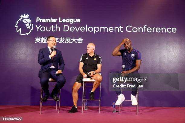 Steve Bull and Carlton Cole speak during Premier League Youth Development Conference on July 17, 2019 in Nanjing, China.