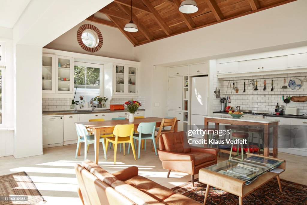 Interior of kitchen & living room at home