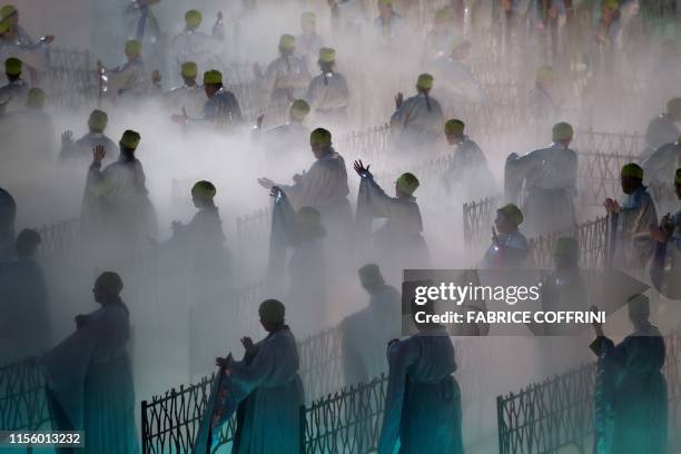 Actors perform during the general rehearsal of the Fete des Vignerons , a traditional festival which takes place approximately every 25 years, in...