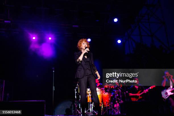 The italian singer and songwriter Fiorella Mannoia performing live at Castello Sforzesco Vigevano, Italy, on July 13, 2019.