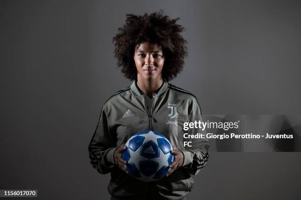 Footballer Sara Gama who plays for Italian Serie A side Juventus is photographed for Sportweek magazine on November 28, 2018 in Turin, Italy.