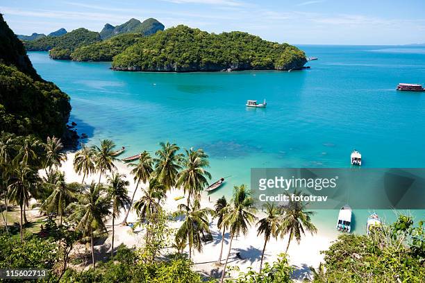 isola paradisiaca spiaggia in angthong national park, koh samui, tailandia - tailandia foto e immagini stock