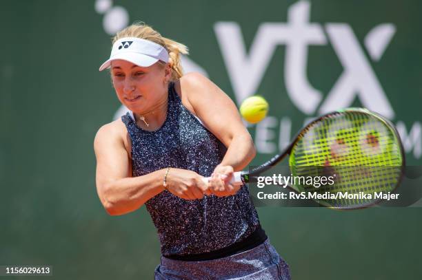 Daria Gavrilova of Australia in action during WTA Ladies Open Lausanne at Tennis Club Stade-Lausanne on July 17, 2019 in Lausanne, Switzerland.