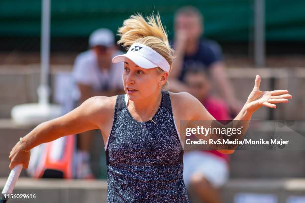 Daria Gavrilova of Australia in action during WTA Ladies Open Lausanne at Tennis Club Stade-Lausanne on July 17, 2019 in Lausanne, Switzerland.