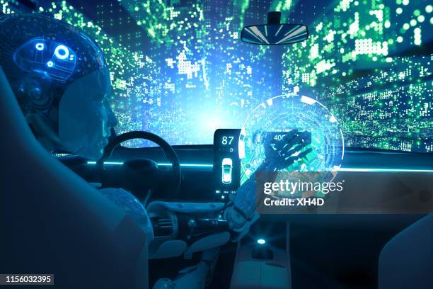 automatisiert mit big data - fahrerloses auto stock-fotos und bilder