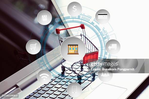 e-commerce online shopping with cart idea concept - counter intelligence stock pictures, royalty-free photos & images