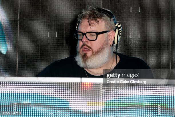 Actor and DJ Kristian Nairn performs during the Rave of Thrones comic con party at The Hustler Club on June 14, 2019 in Las Vegas, Nevada.