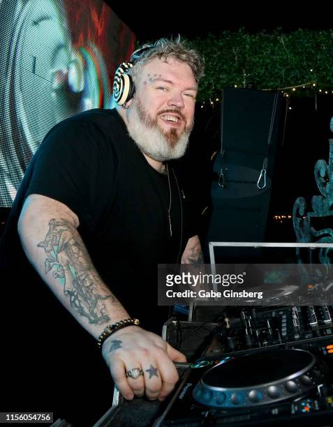 Actor and DJ Kristian Nairn performs during the Rave of Thrones comic con party at The Hustler Club on June 14, 2019 in Las Vegas, Nevada.