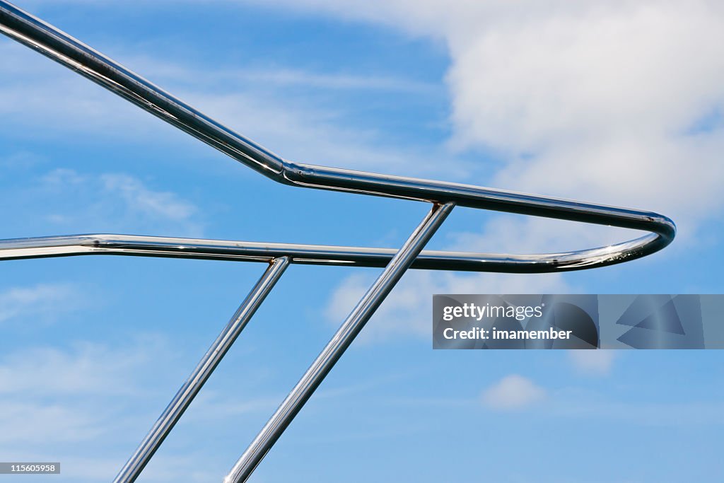 Yacht Inner Railing Closeup Motor Yacht Railing Against Blue Sky Copy Space High-Res Stock ...