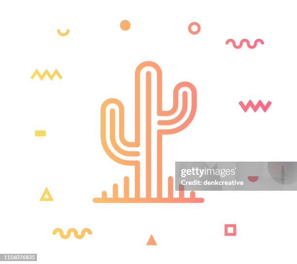 illustrazioni stock, clip art, cartoni animati e icone di tendenza di succulent plant line style icon design - clima arido