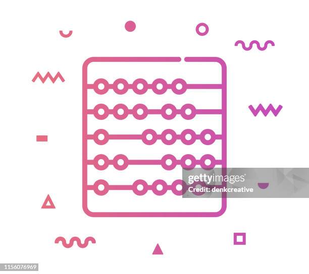 math education line style icon design - abacus stock-grafiken, -clipart, -cartoons und -symbole