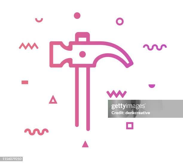 hammer line style icon design - blacksmith stock illustrations
