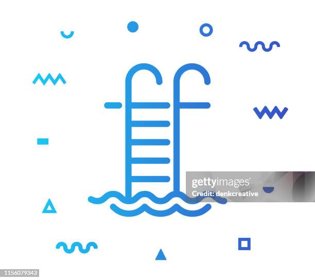 swimming line style icon design - deep relaxation stock illustrations