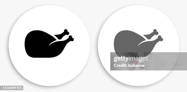 geflügel schwarz und weiß runde symbol - ente geflügelfleisch stock-grafiken, -clipart, -cartoons und -symbole