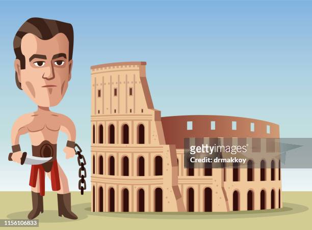 ilustraciones, imágenes clip art, dibujos animados e iconos de stock de gladiador y ciudad antigua - coliseum rome