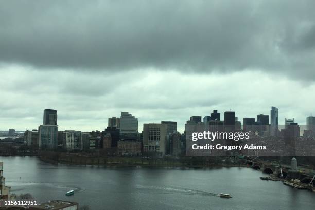 boston skyline from a high angle view - adams city high stock pictures, royalty-free photos & images