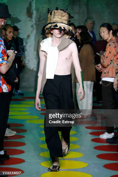 Model walks the runway at the Marni fashion show at the Milan Men's Fashion Week Spring/Summer 2020 on June 15, 2019 in Milan, Italy.