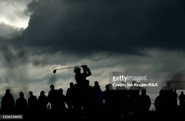 Emily Toy of England in action during the final match on day five of the R&A Womens Amateur Championship at Royal County Down Golf Club on June 15,...