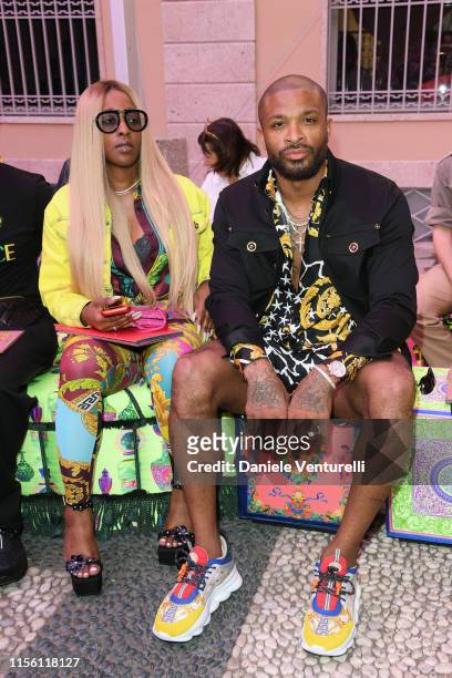 Kesha McLeod and P.J. Tucker attend the Versace fashion show during the Milan Men's Fashion Week Spring/Summer 2020 on June 15, 2019 in Milan, Italy.