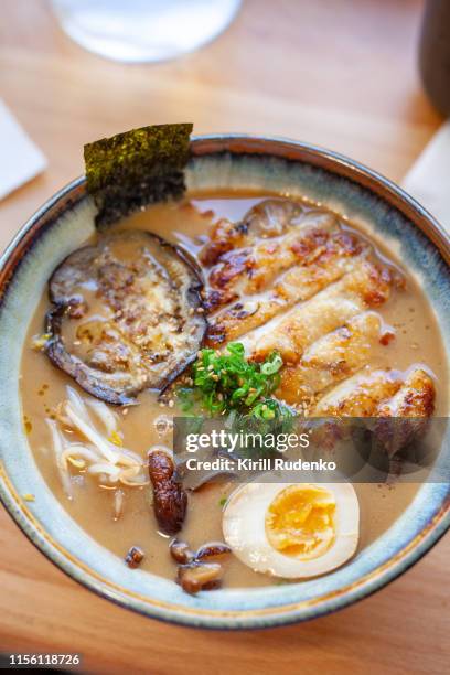 chicken miso ramen - miso ramen stock pictures, royalty-free photos & images