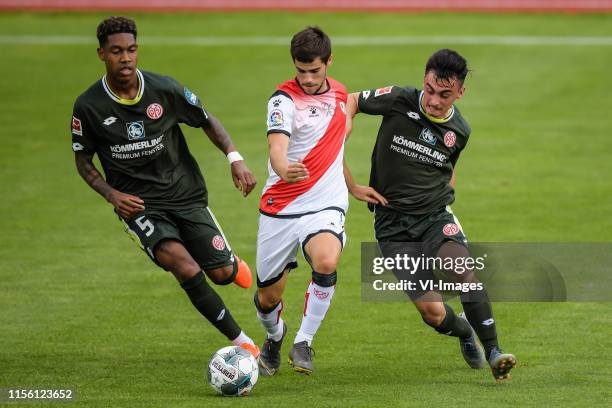 Jean Paul Boetius of 1. FSV Mainz 05, Jose Angel Pozo la Rosa of Rayo Vallecano, Paul Nebel of 1. FSV Mainz 05 during the Pre-season Friendly match...