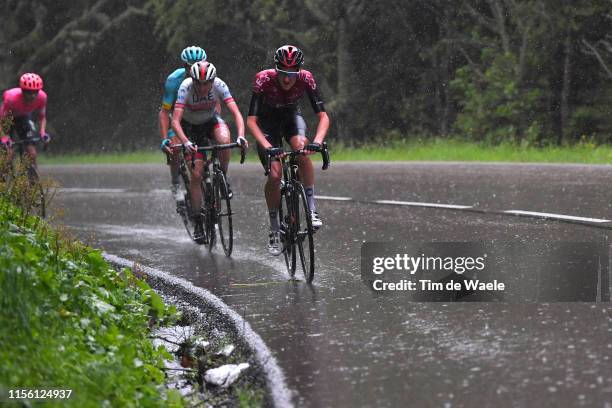 Wout Poels of The Netherlands and Team INEOS / Daniel Martin of Ireland and UAE Team Emirates / Jakob Fuglsang of Denmark and Astana Pro Team /...