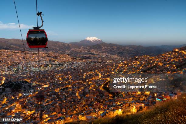 teleferico el alto, la paz, bolivia at night - la paz - bolivia imagens e fotografias de stock