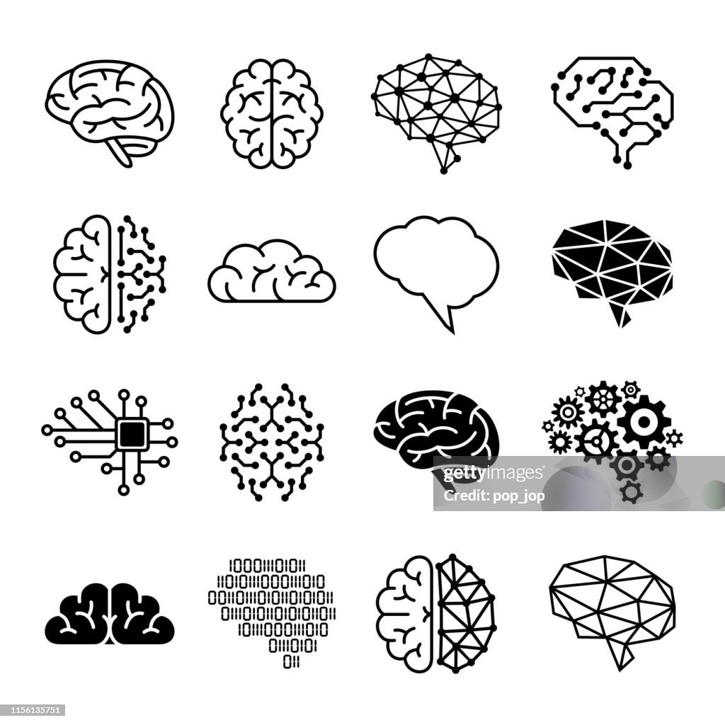 Menschliche Gehirn-Symbole - Vektor-Illustration