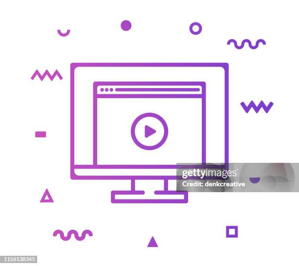 video player line style icon design - videocassette stock illustrations