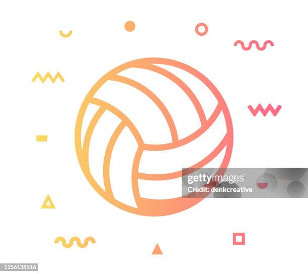 ilustrações, clipart, desenhos animados e ícones de linha projeto do ícone do estilo do voleibol - beach volley