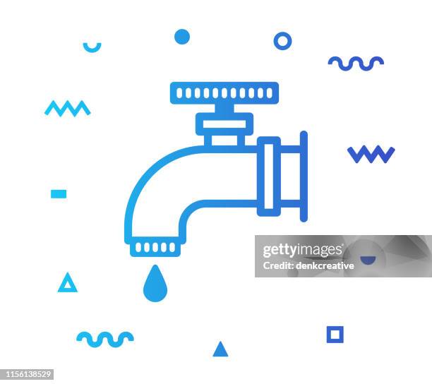 illustrations, cliparts, dessins animés et icônes de conception d'icône de modèle de ligne de pénurie d'eau - eau courante