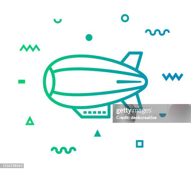 zeppelin line style icon design - airship stock illustrations