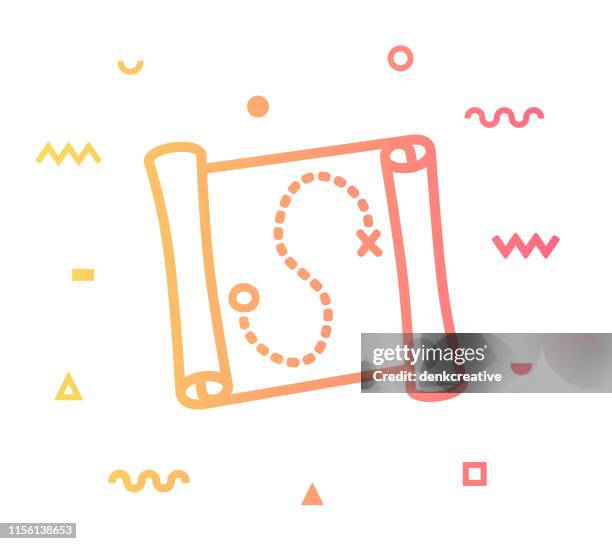 adventure line style icon design - compass map drawing stock illustrations
