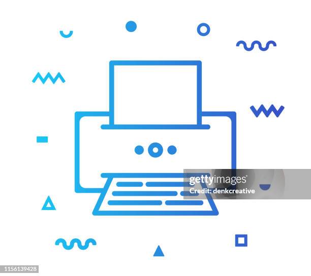 printer line style icon design - print worker stock illustrations