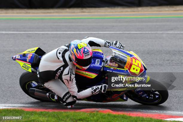 Jordan McCord of Great Britain in action during the Pirelli National Superstock 600 Qualifying race at Brands Hatch on June 15, 2019 in Longfield,...