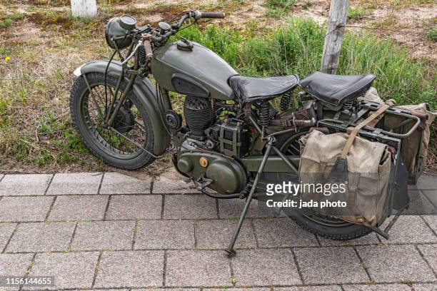 army motorcycle from the second world war - vintage motorcycle helmet stock pictures, royalty-free photos & images