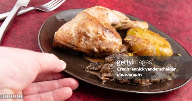 chicken, potato and morels - morel mushroom stock pictures, royalty-free photos & images