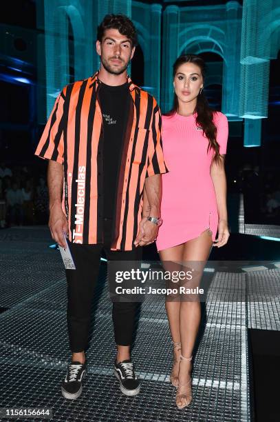 Cecilia Rodriguez and Ignazio Moser attend the Marcelo Burlon County Of Milan fashion show during the Milan Men's Fashion Week Spring/Summer 2020 on...