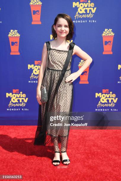 Mckenna Grace attends the 2019 MTV Movie and TV Awards at Barker Hangar on June 15, 2019 in Santa Monica, California.