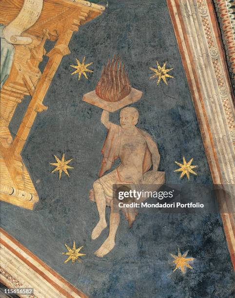 Italy; Lombardy; Lodi; San Francesco church. Detail. Allegory fire blue gold stars